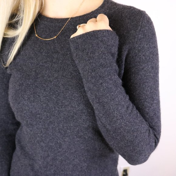 Lord & Taylor 100% cashmere slim fit dark grey crewneck sweater - Picture 7 of 8